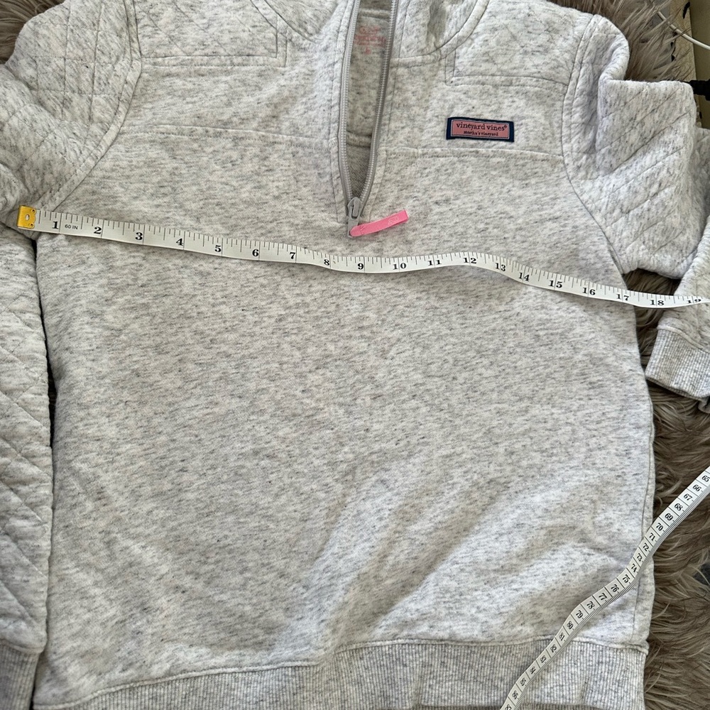 Vineyard Vines Grey Quilted Quarter Zip Sweatshirt Girls L(14) - Picture 8 of 10